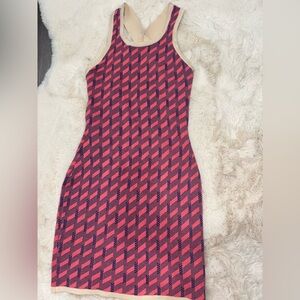 Stylish Pink and Black Geometric Dress